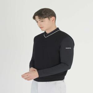 헤지스 골프 [[25SS]] HUSW5A213BK [가격인하]블랙 남성 라인배색 니트 베스트