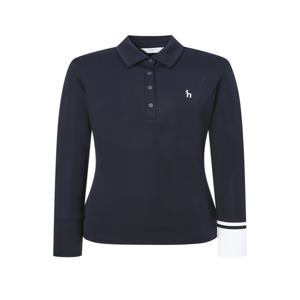 헤지스 골프 여성 [[25SS]] HWTS5A211N3 네이비 여성 니트커프스 긴팔 카라 티셔츠