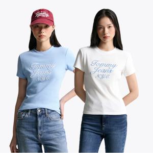 [정상가: 79000원] 타미진스 슬림 와플 자수 티셔츠 2종 택1 (T32F6TTO14TWT1)