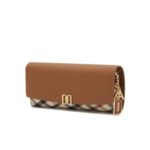 [선물포장/쇼핑백동봉] [VICTORIA] 브라운 체크배색 DD로고 3단 중지갑 DCWA4E423