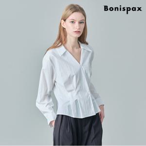 정상가:69,000원 | 핀턱 랩 플레어 블라우스 (XP1BA013L0)