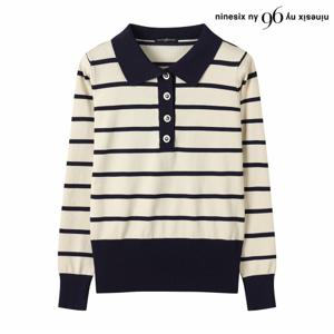 정상가:59,000원 ㅣ 버튼업 세일러 스트라이프 니트 (NP3KT003L0)