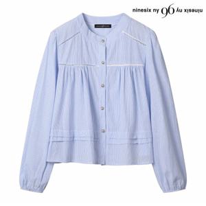 정상가:69,000원 ㅣ 스트라이프 펀칭 셔링 블라우스 (NP3BA040L0)