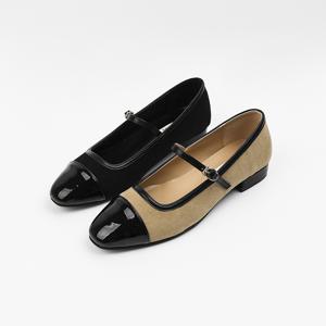 신난다슈 여성 플랫 슈즈 발편한 메리제인 구두 단화 투톤 스웨이드 TL263212