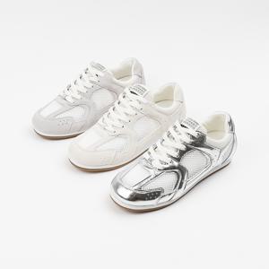 여성 키높이 스니커즈 운동화 4cm 발편한 플랫 단화 소가죽 MRO267187