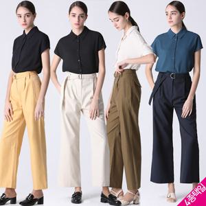 [최초가 79000원] 하이웨이스트 벨티드 와이드 팬츠