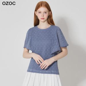 레이스 셔링 루즈 블라우스