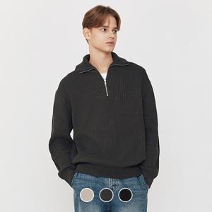 055913 7gg 스티치 목넥 하프집 스웨터