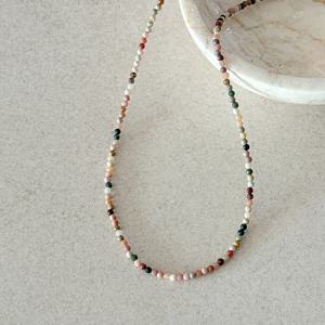 [브리치]  / 실버925 알라산 가을 마노 원석 은목걸이