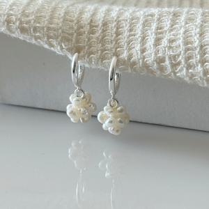 [브리치]  / 실버925 진주송이 드롭 원터치링귀걸이