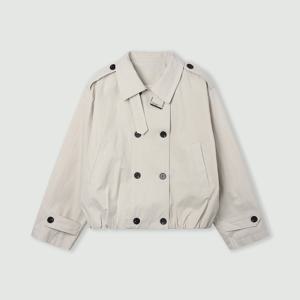 허리주름 루즈핏 숏 바바리_CC6SJ102