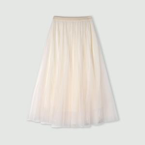 망사 레이스 롱 플레어 스커트_CD6SS952