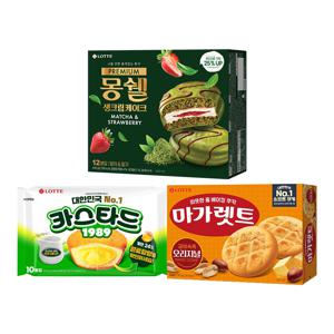 프리미엄 몽쉘 말차n딸기 444g x1+마가렛트 오리지널 352g x1+카스타드 오리지날 230g x1