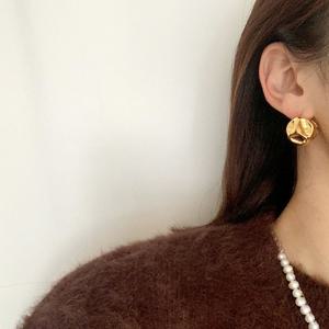 [브리치]  / 볼드 해머 볼 원터치 골드 링귀걸이 2컬러