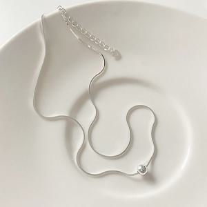 [브리치]  / 실버925 심플 볼 팬던트 뱀줄 은 목걸이