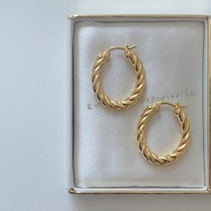 [브리치]  / 볼드 꼬임 원터치 링 귀걸이