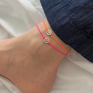 [브리치]  / 실버925 스마일 펜던트 컬러 매듭 끈 발찌