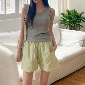 골지 브이 캡내장 캡나시 브라탑 티셔츠