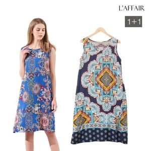 [라페어][1+1]네이비 커트라인 민소매 원피스+까사바뜨요 비쥬 블루 인견 원피스LMOBB275