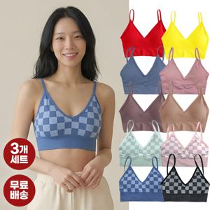 [3매세트] 백트임 브라탑 캡내장 패드탈착 노와이어 편안한 속옷