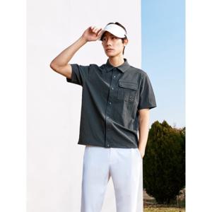 남성 시어서커 셔츠형 반팔 티셔츠  그레이 (BJ5542B133)