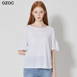 린넨 혼방 프릴소매 티셔츠