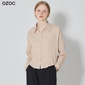 (OZOC)] 줄지 루즈핏 드롭숄더 크롭 셔츠 (택가격: 57000원)