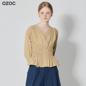 (OZOC)] 스모크 V넥 코튼 블라우스 (택가격: 70000원)