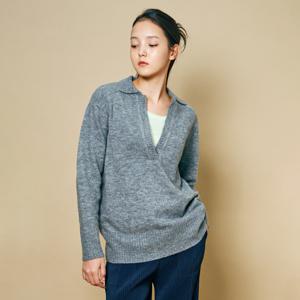 [최초가 109000원] 레터링 자수 오픈카라 니트_LKTSF123018