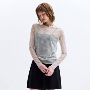 [최초가 79000원] 도트 메쉬 시스루 티셔츠_LWTSS226008