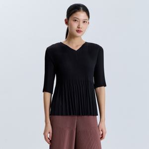 [최초가 78000원] 플레어 브이넥 반팔 티셔츠_EPTSM326021