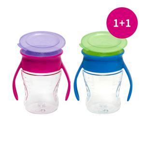 빨대컵 트라이탄 207ml 2개세트 (클리어) 흘림방지 자기주도 아기컵 어린이집 (뚜껑포함)