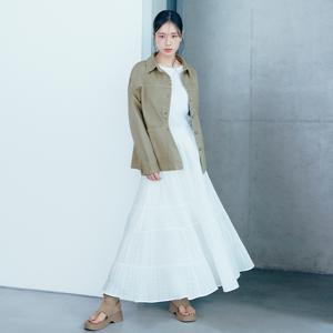 26SS 코튼100 티어드 풀스커트