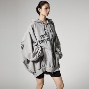 J3142 레터링 오버핏 후드집업