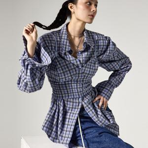 S842 뷔스티에 세트 체크 셔츠