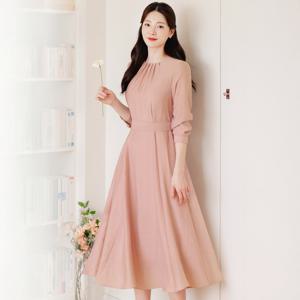 (~XXL까지) 마온 핀턱 리본벨트 플레어 원피스 봄 가을 여리핏 하객룩 오피스룩 모임룩 격식룩 빅사이즈