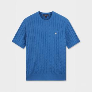 [Online Exclusive] 코튼 케이블 크루넥 반팔 스웨터 (라이트블루) (BBWRMO203ALFM)