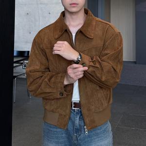 남성 빈티지 블랙 브라운 스웨이드 블루종 자켓
