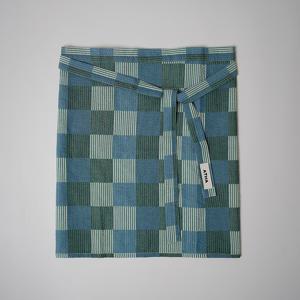 [무케]  코튼 체크 하프 에이프런 (그린) 허리 앞치마 코튼앞치마