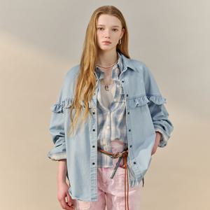 러플 포인트 루즈핏 데님 셔츠