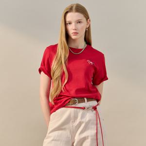 포니 자수 와펜 반팔 티셔츠