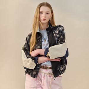 빈티지 페이즐리 배색 블루종 집업 점퍼