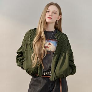 셔링 벌룬 크롭 항공 점퍼