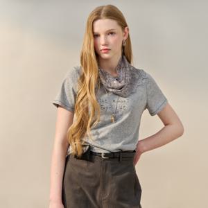 레이스 스카프 세트 레터링 티셔츠