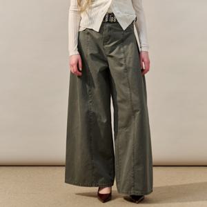 사이드 핀턱 플리츠 와이드 팬츠(벨트 세트)