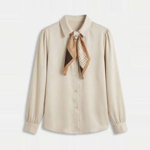 [브리치] KARRA / (77까지)펄버튼셔링블라우스+스카프SET A3F0403