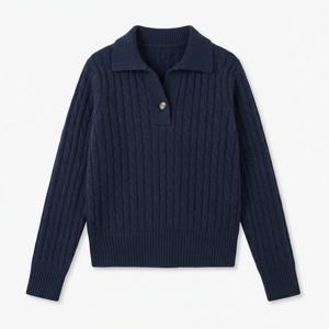 [브리치] KARRA / 반오픈카라트위스트니트 A3F0439