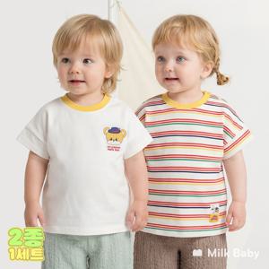 [여름신상]스트라이프와 베스트프렌즈 반소매 티셔츠 2종세트