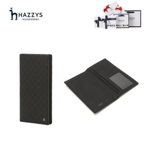 [선물포장][남성지갑추천] 블랙 로고패턴 소가죽 장지갑 HJWA3E822BK