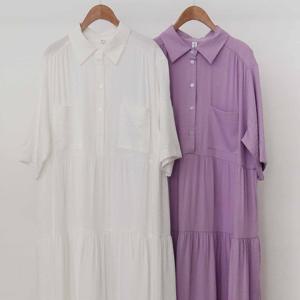 투포켓 셔링 셔츠원피스 206G994S 빅사이즈 여성의류